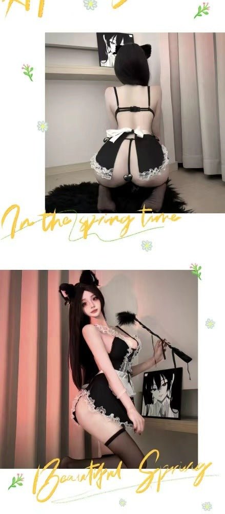 Emotional Sexy Lace Maid Costume with Chest Strap - EaseMode Wellness