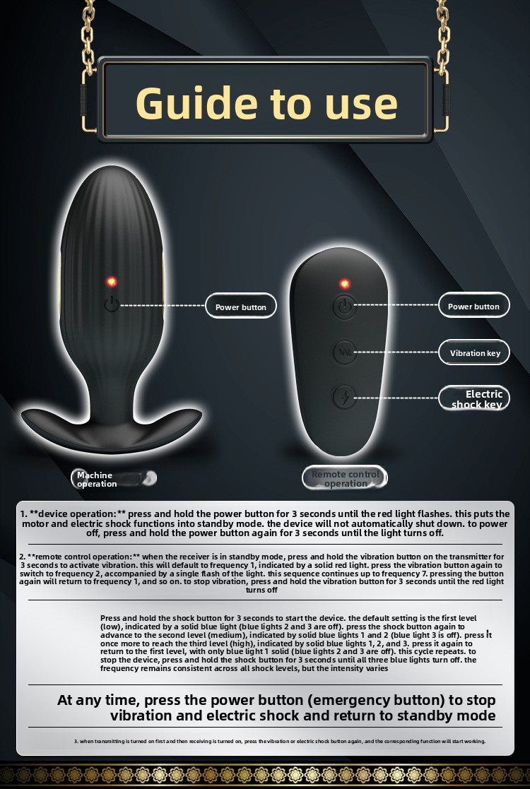 Golden Paladin Remote Control Anal Plug for Wellness - EaseMode Wellness
