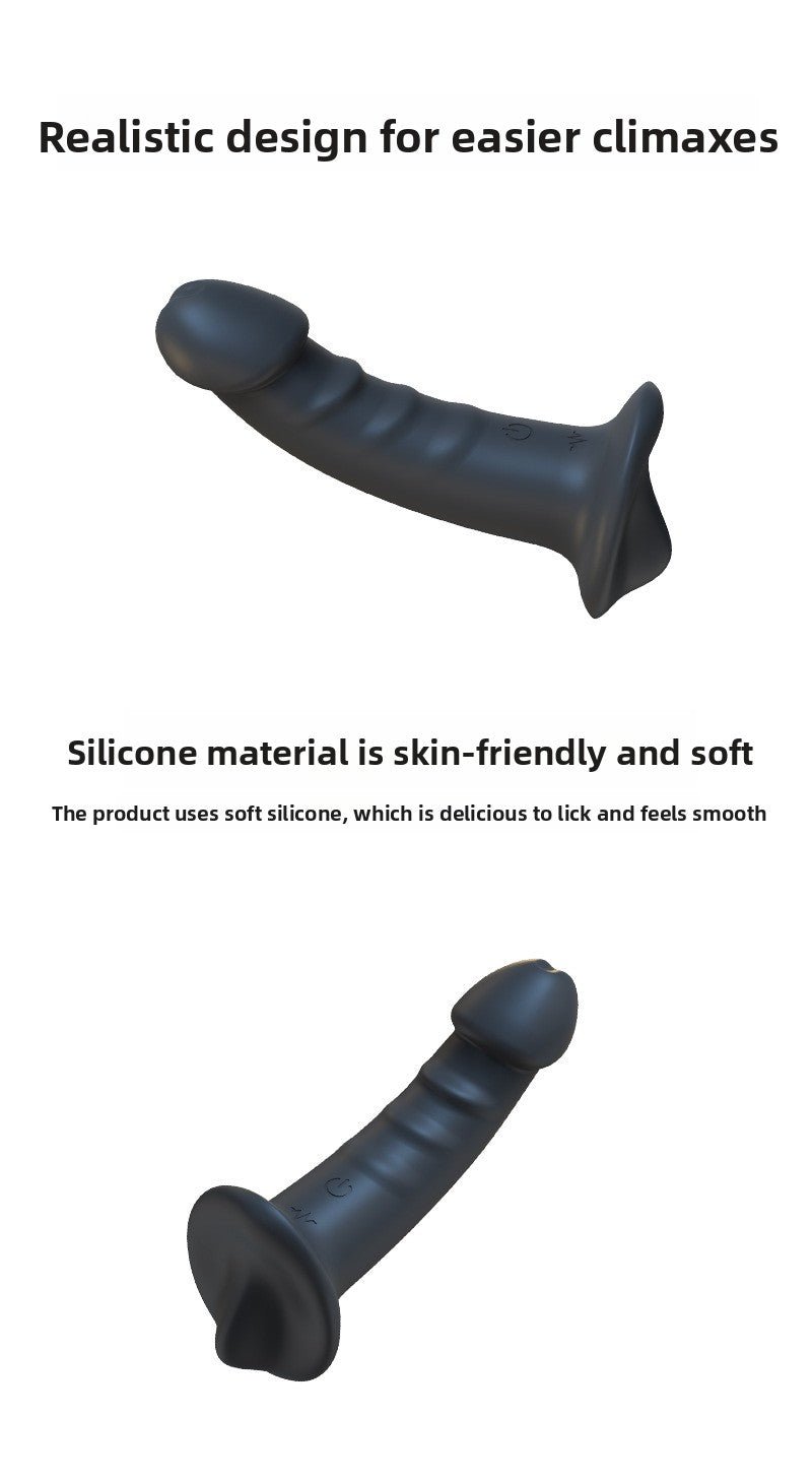 Realistic black APP vibrating anal plug with soft silicone for easier climaxes and smooth, body-safe texture.