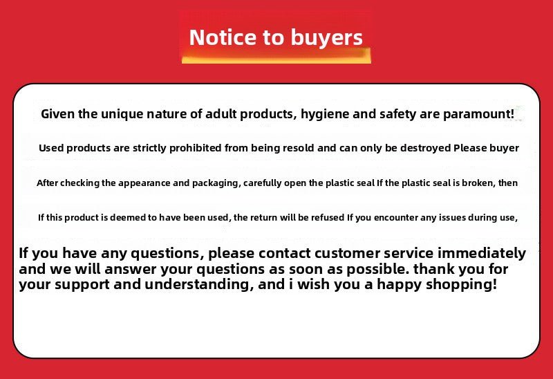 Notice to buyers about hygiene and return policy for APP-Controlled Vibrating Anal Plug, emphasizing safety and customer support.