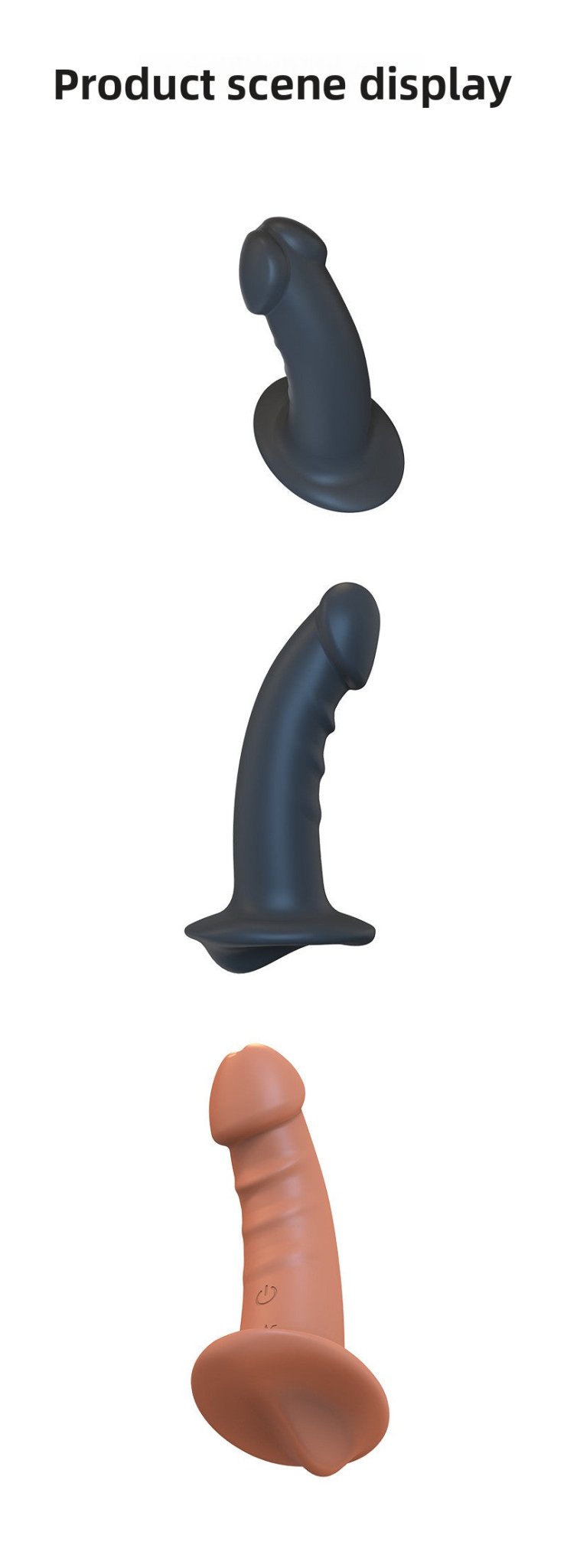 APP-Controlled Vibrating Anal Plug in three color variants with realistic design, curved shaft, and flared base for safe and pleasurable use.