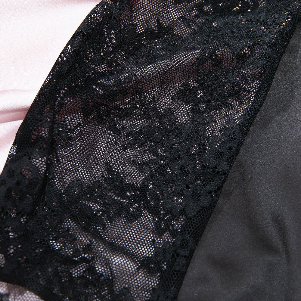 Black Lace Satin Suspender Lingerie for Temptation Nightgown - EaseMode Wellness