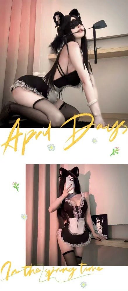 Emotional Sexy Lace Maid Costume with Chest Strap - EaseMode Wellness