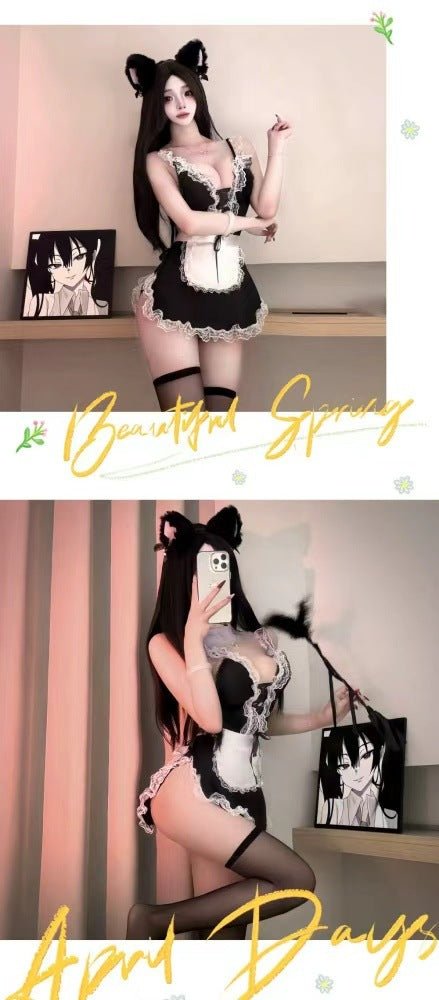 Emotional Sexy Lace Maid Costume with Chest Strap - EaseMode Wellness
