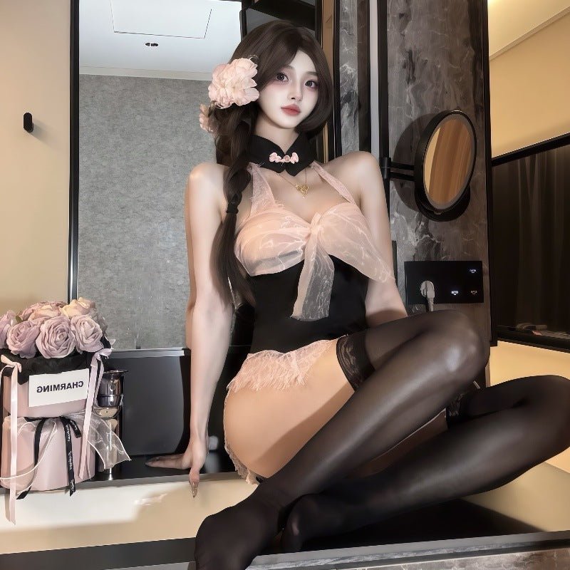 Erotic Mesh Cheongsam Lingerie for Sensual Nights - EaseMode Wellness