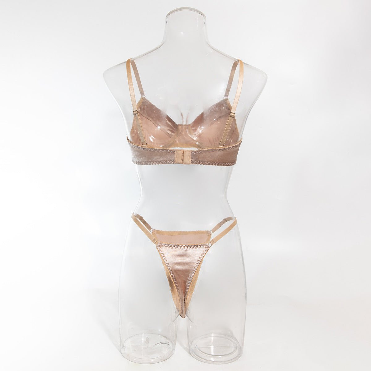 French solid color underwear set satin glossy steel ring push - up underwear with adjustable straps - EaseMode Wellness