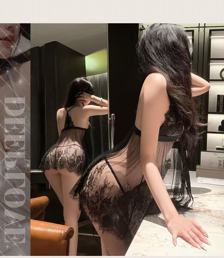 Lace Open Front Nightgown Set - Lace Open Front Lingerie Set - EaseMode Wellness