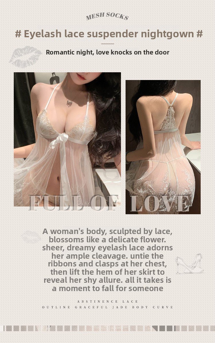 Lace Open Front Nightgown Set - Lace Open Front Lingerie Set - EaseMode Wellness