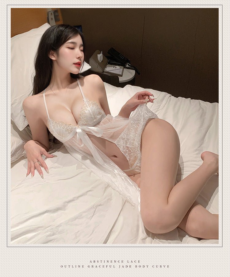 Lace Open Front Nightgown Set - Lace Open Front Lingerie Set - EaseMode Wellness