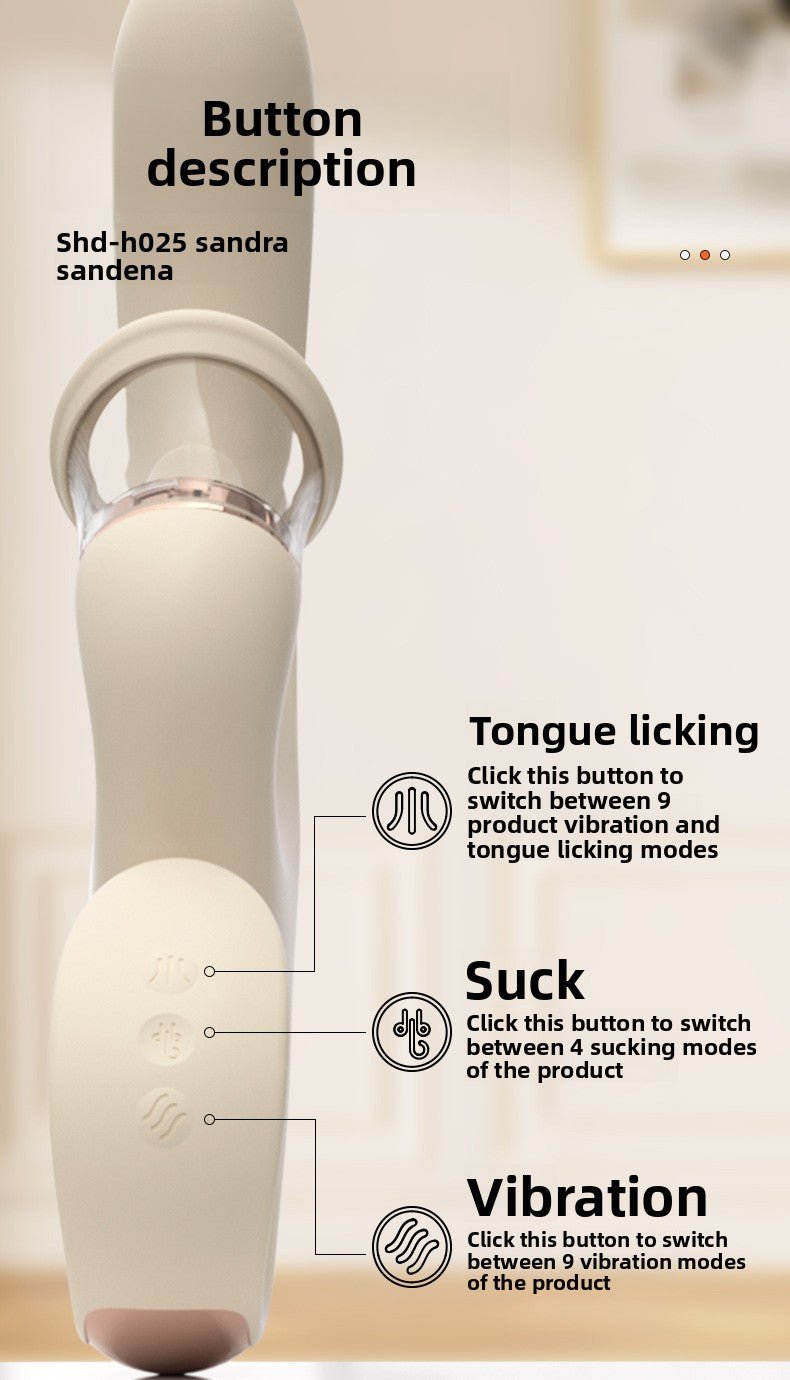 多功能震动器按钮说明，支持9种舌舔、吸吮与震动模式，提升使用体验。