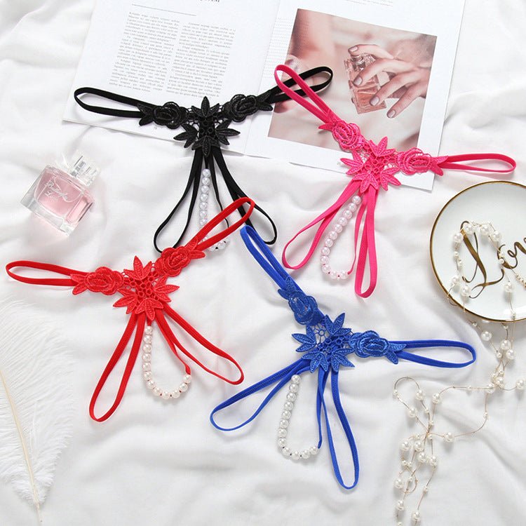 性感刺绣珍珠丁字裤低腰透视款式 - EaseMode Wellness