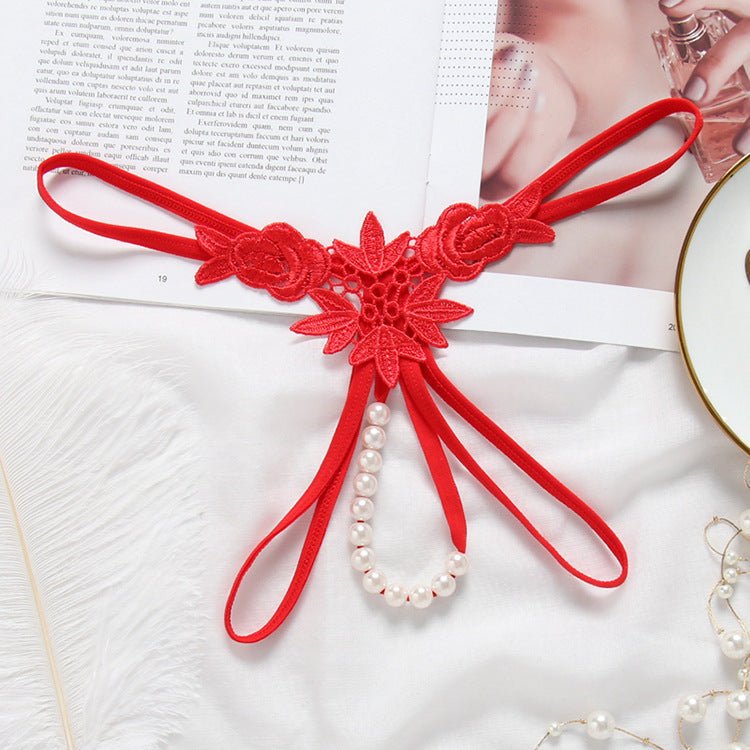 性感刺绣珍珠丁字裤低腰透视款式 - EaseMode Wellness