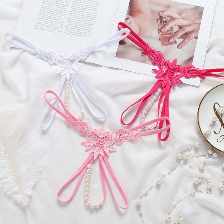 性感刺绣珍珠丁字裤低腰透视款式 - EaseMode Wellness