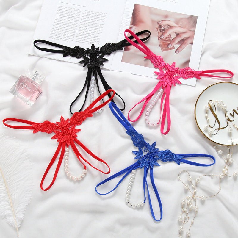 性感刺绣珍珠丁字裤低腰透视款式 - EaseMode Wellness