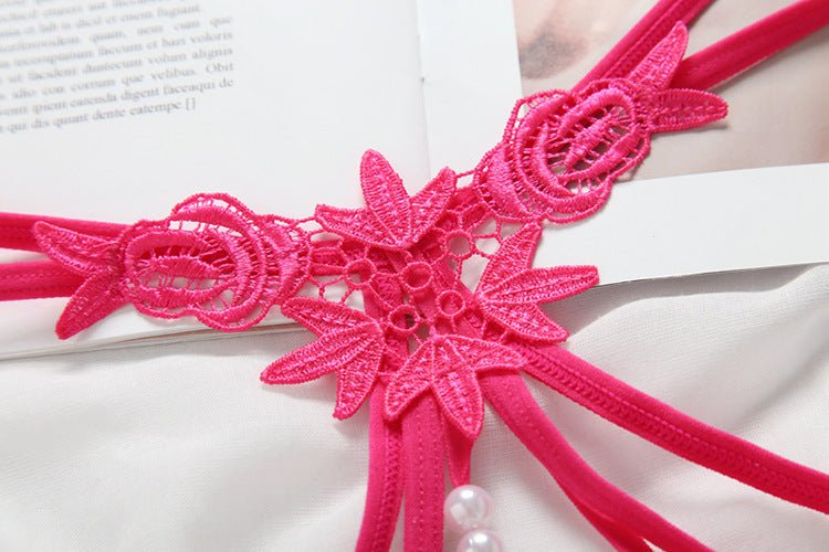 性感刺绣珍珠丁字裤低腰透视款式 - EaseMode Wellness