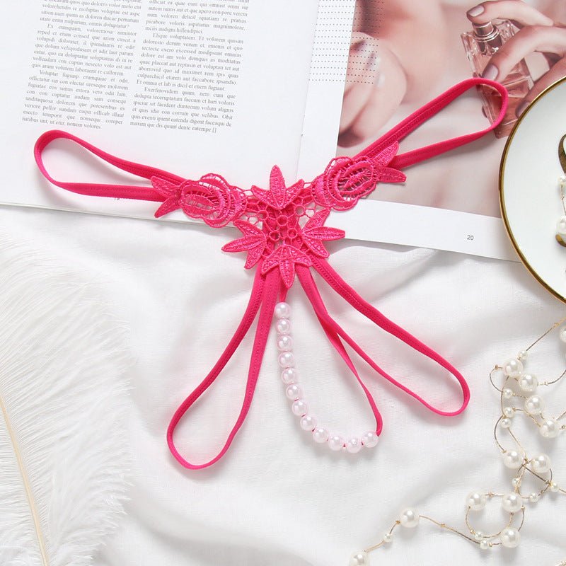 性感刺绣珍珠丁字裤低腰透视款式 - EaseMode Wellness