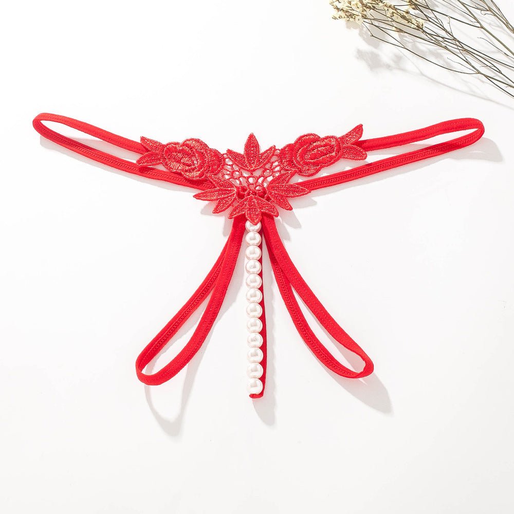 性感刺绣珍珠丁字裤低腰透视款式 - EaseMode Wellness