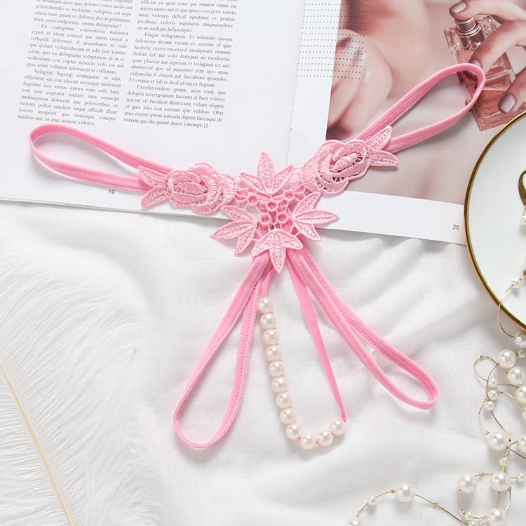 性感刺绣珍珠丁字裤低腰透视款式 - EaseMode Wellness