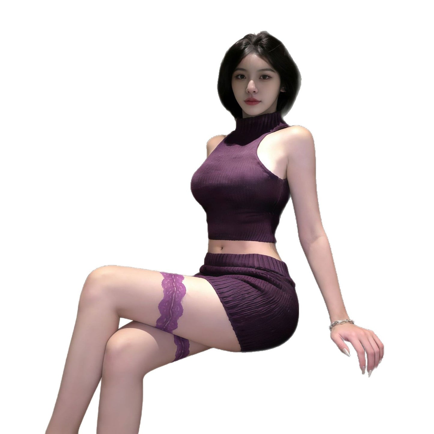 Pure Desire Off - the - Shoulder Set Hollow - out Sexy Butt - hugging Skirt Uniform - EaseMode Wellness