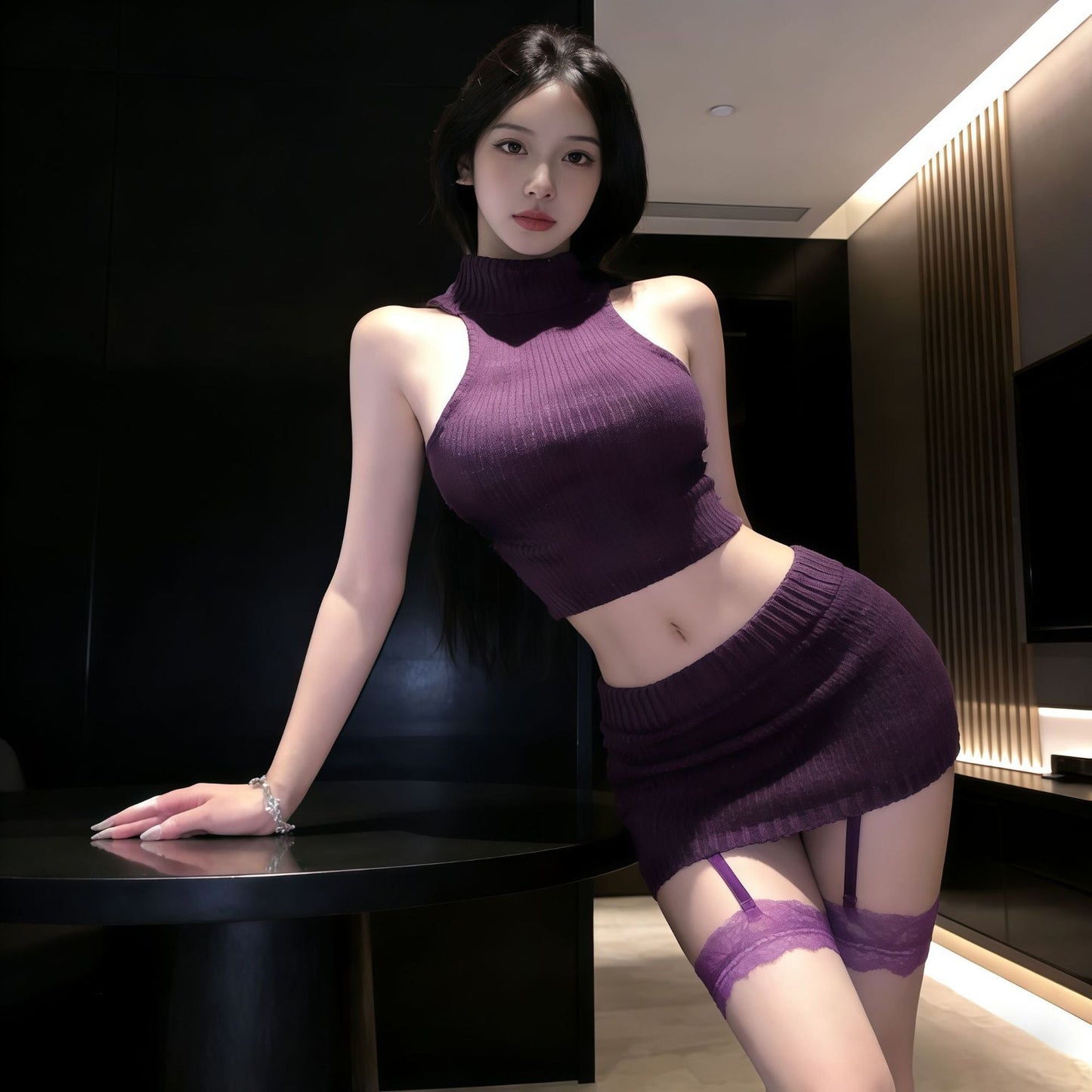 Pure Desire Off - the - Shoulder Set Hollow - out Sexy Butt - hugging Skirt Uniform - EaseMode Wellness