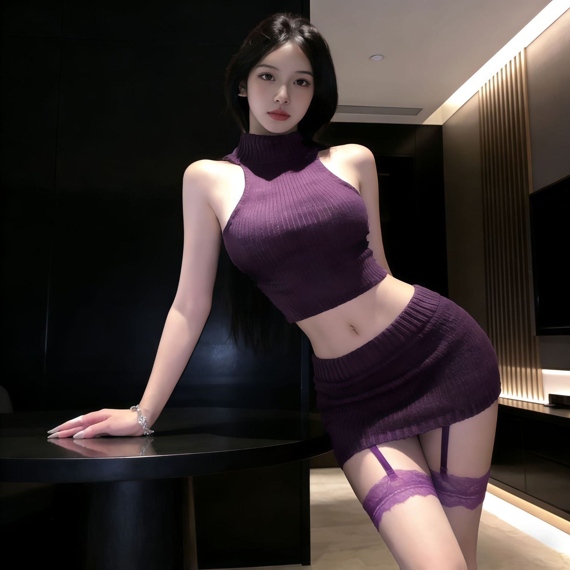 Pure Desire Off - the - Shoulder Set Hollow - out Sexy Butt - hugging Skirt Uniform - EaseMode Wellness