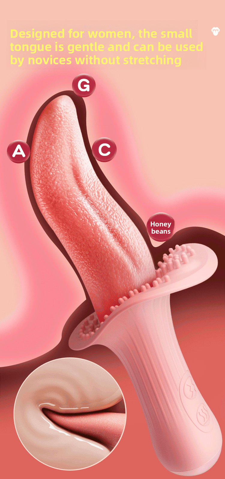 Realistic Tongue Vibrator for Licking and Suction - EaseMode Wellness