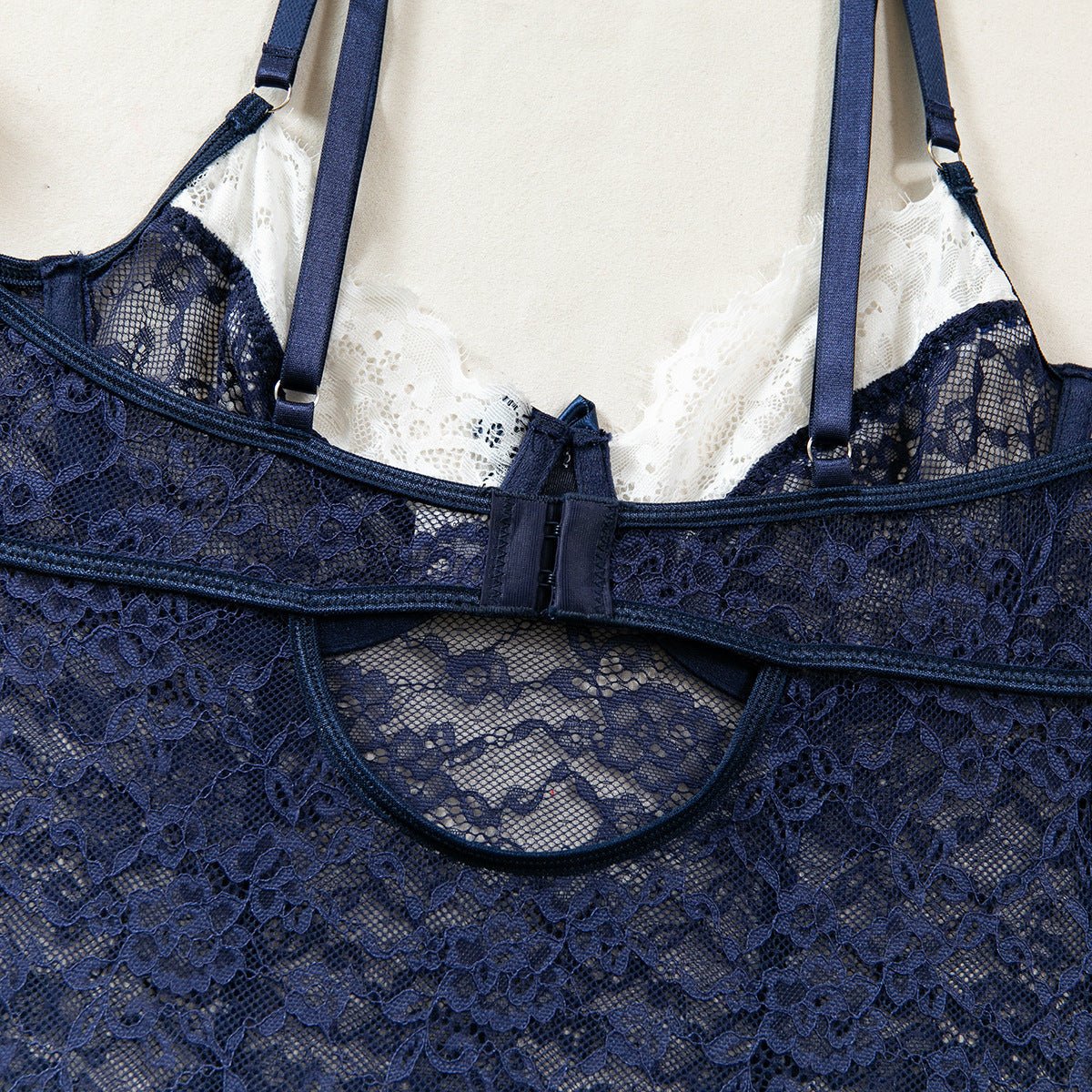 Romantic Lace Lingerie Set - Sheer Mesh Underwear with Silk Stockings - EaseMode Wellness