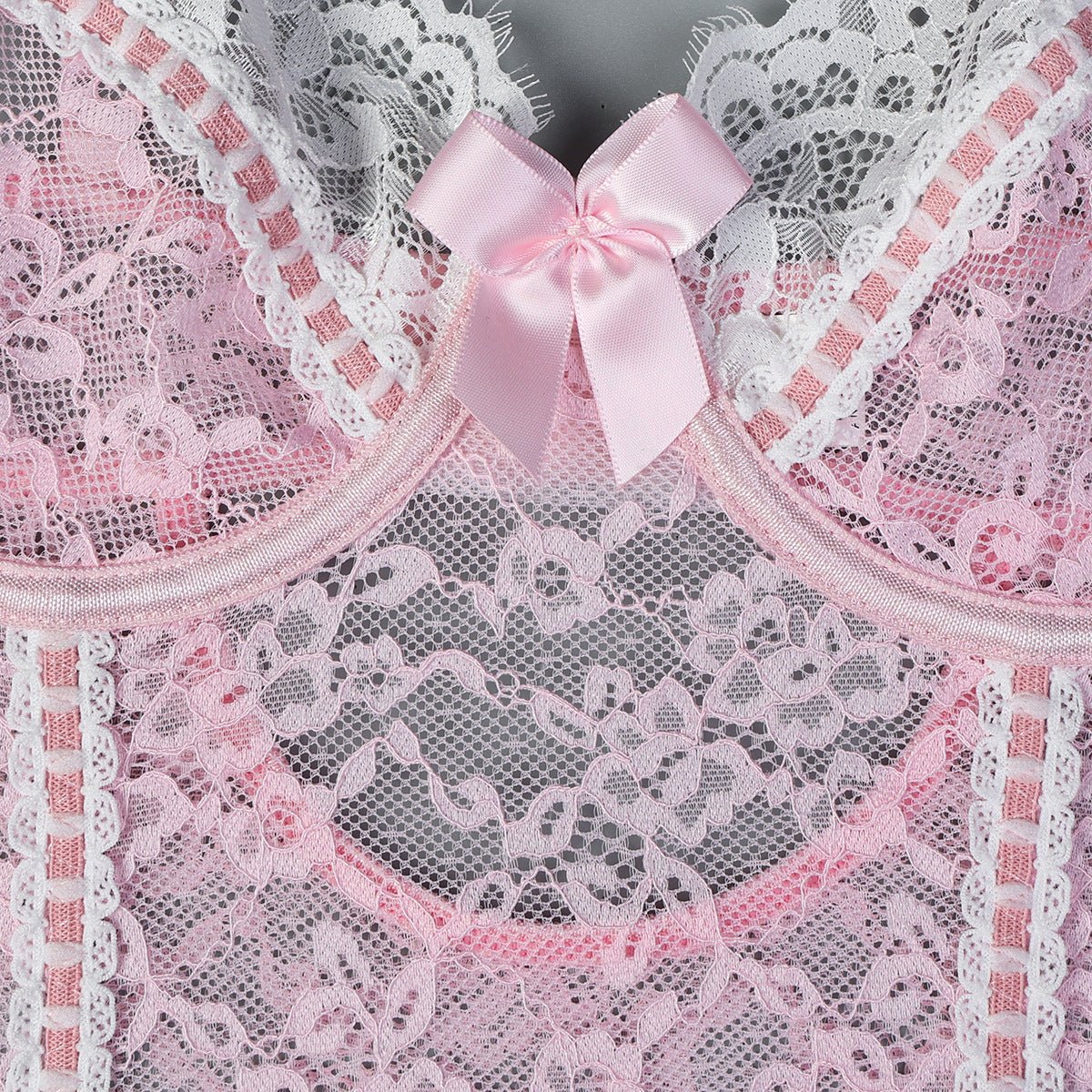 Romantic Lace Lingerie Set - Sheer Mesh Underwear with Silk Stockings - EaseMode Wellness