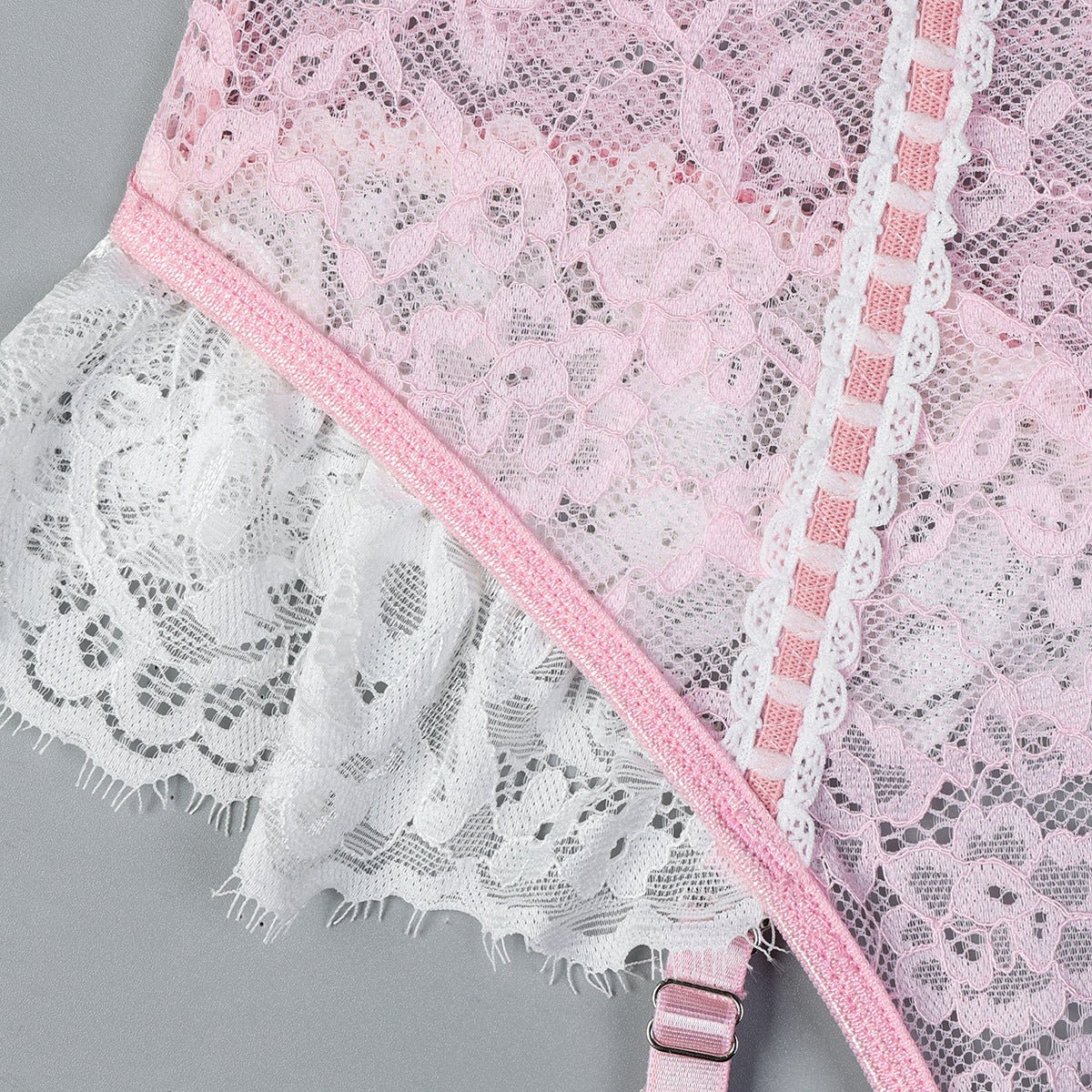 Romantic Lace Lingerie Set - Sheer Mesh Underwear with Silk Stockings - EaseMode Wellness