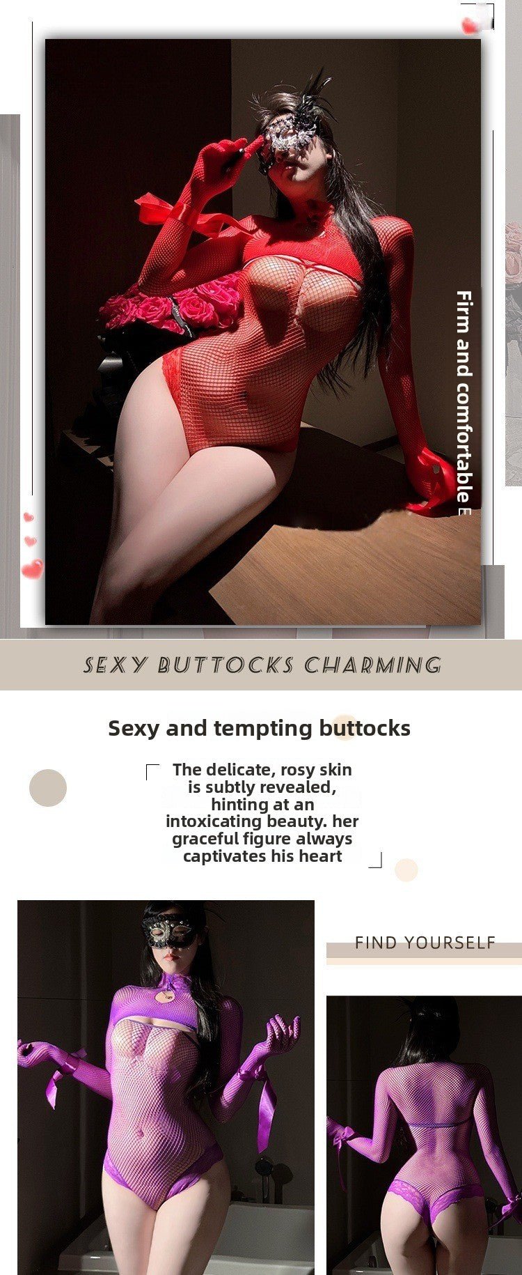 Seductive Lace - Up Mesh Bodysuit - Long Sleeve Sheer Lingerie - EaseMode Wellness