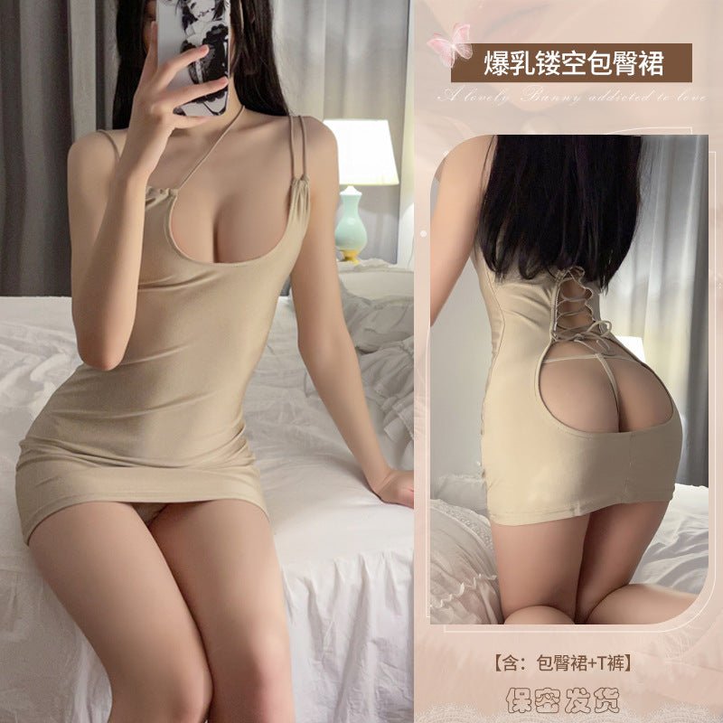 Sexy Lingerie - Push - Up Suspender Pajamas with Hollow Straps - EaseMode Wellness