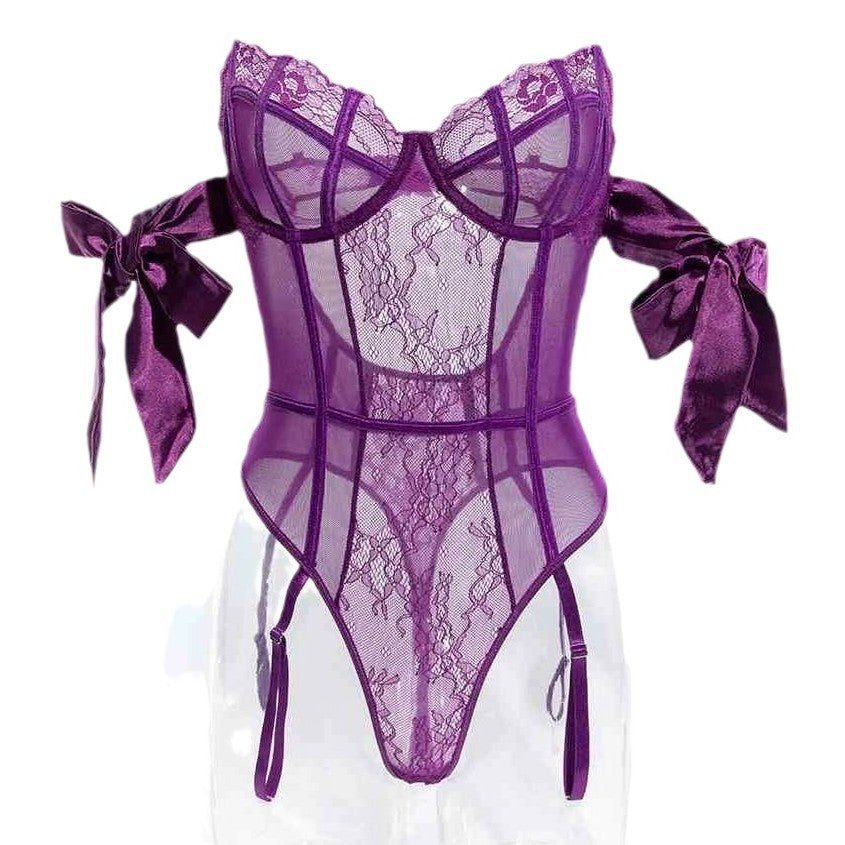 Sexy Purple Lace Bodysuit for Body Shaping - EaseMode Wellness