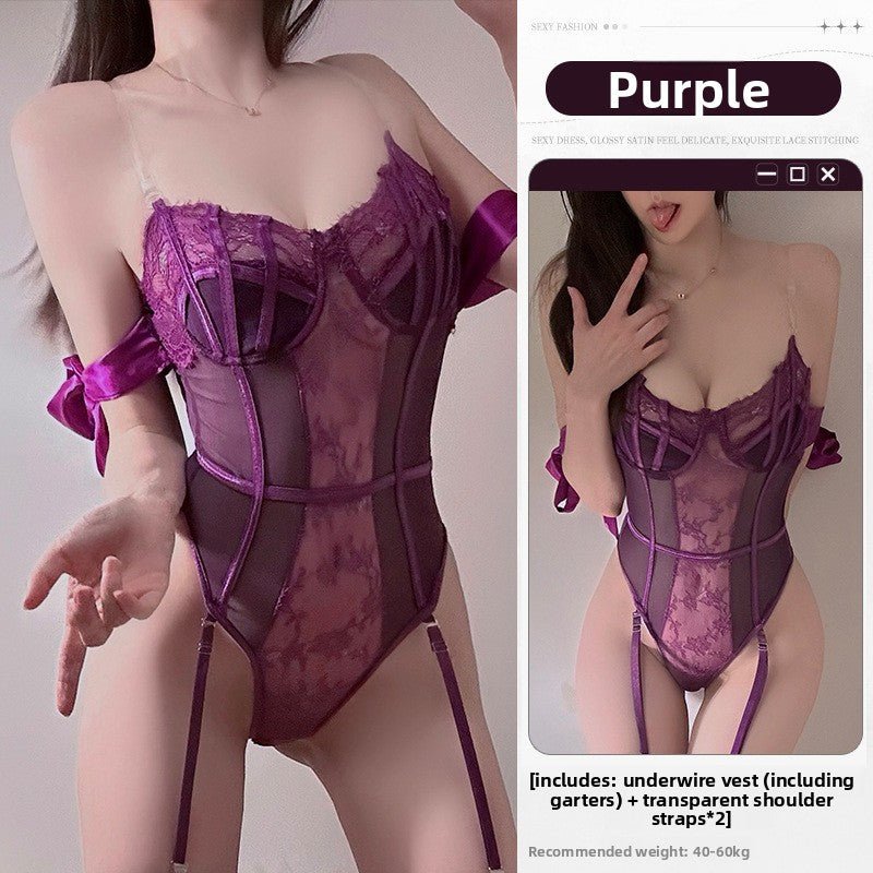 Sexy Purple Lace Bodysuit for Body Shaping - EaseMode Wellness