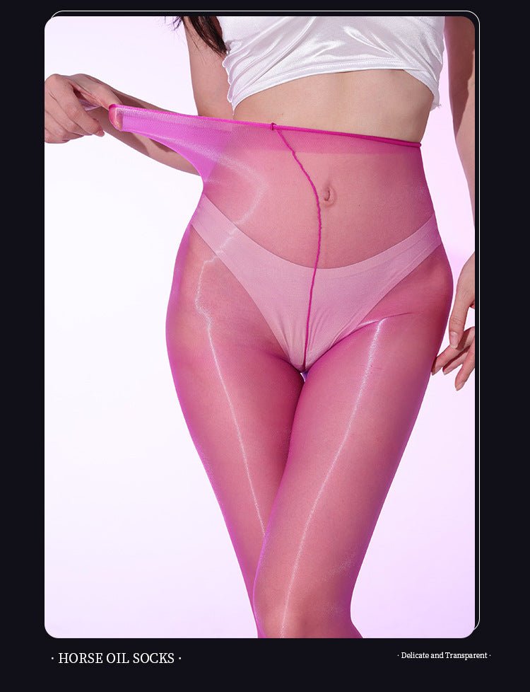 Shiny Aurora Crotchless Stockings - 640 Needle High Density - EaseMode Wellness