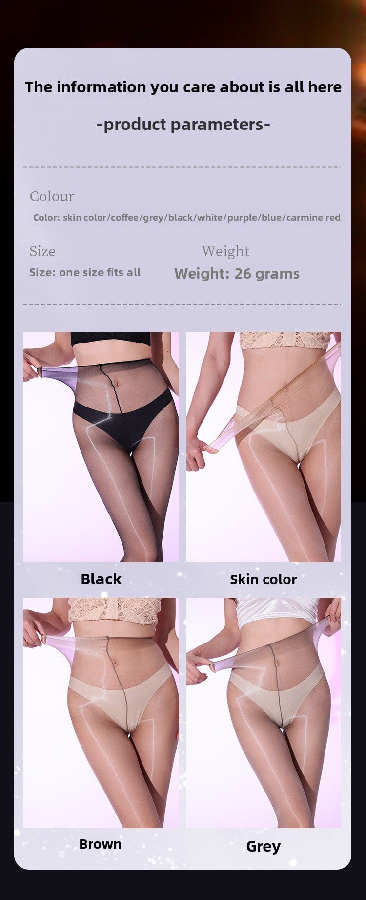 Shiny Aurora Crotchless Stockings - 640 Needle High Density - EaseMode Wellness