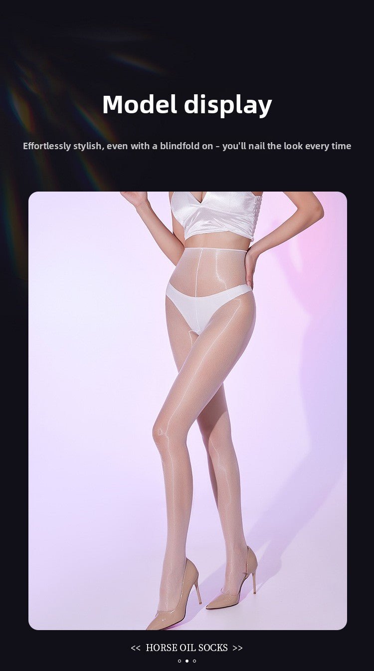 Shiny Aurora Crotchless Stockings - 640 Needle High Density - EaseMode Wellness