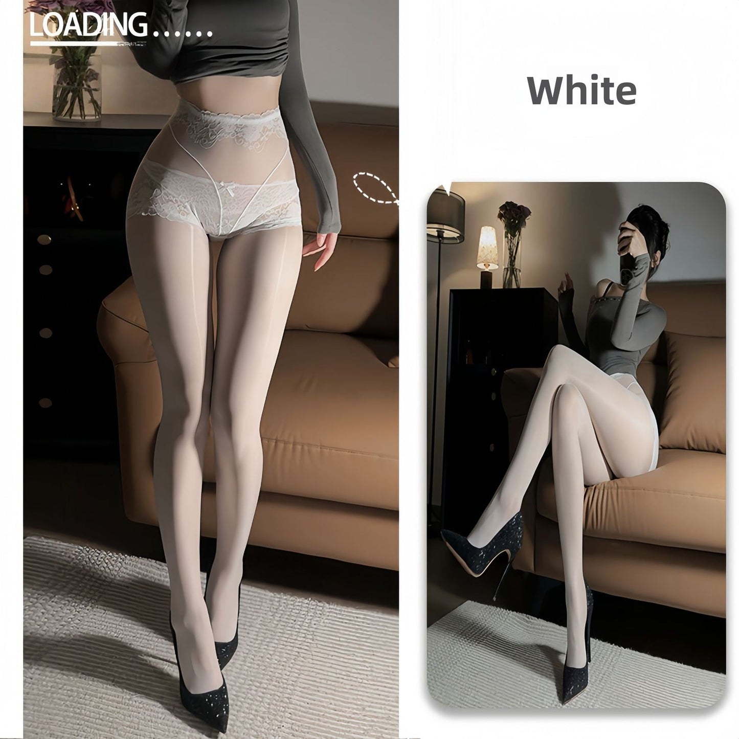 Shiny Silk Stockings Bodysuit - Lace Transparent High Waist Open - Crotch - EaseMode Wellness
