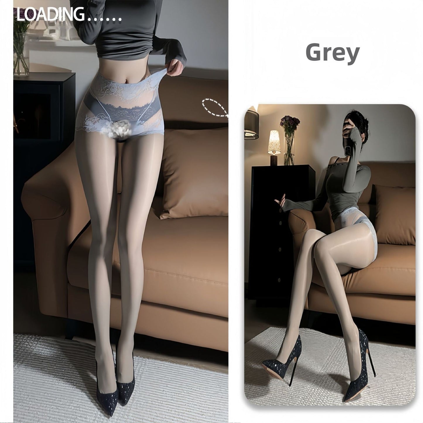 Shiny Silk Stockings Bodysuit - Lace Transparent High Waist Open - Crotch - EaseMode Wellness