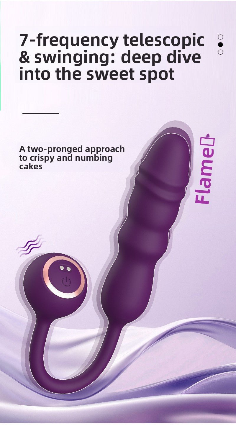 7-frequency Telescopic Thrusting Vibrator with deep swing motion, designed to reach sweet spots with dual stimulation.