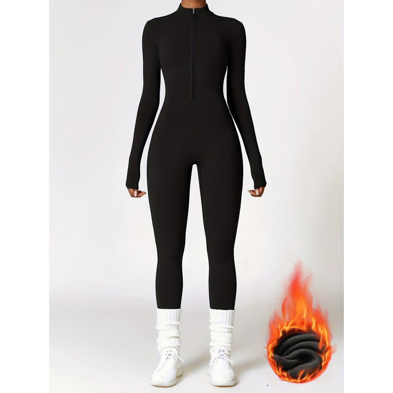 Winter Warm Fleece Bodysuit - Yoga Fitness Dance Cycling Jumpsuit - EaseMode Wellness