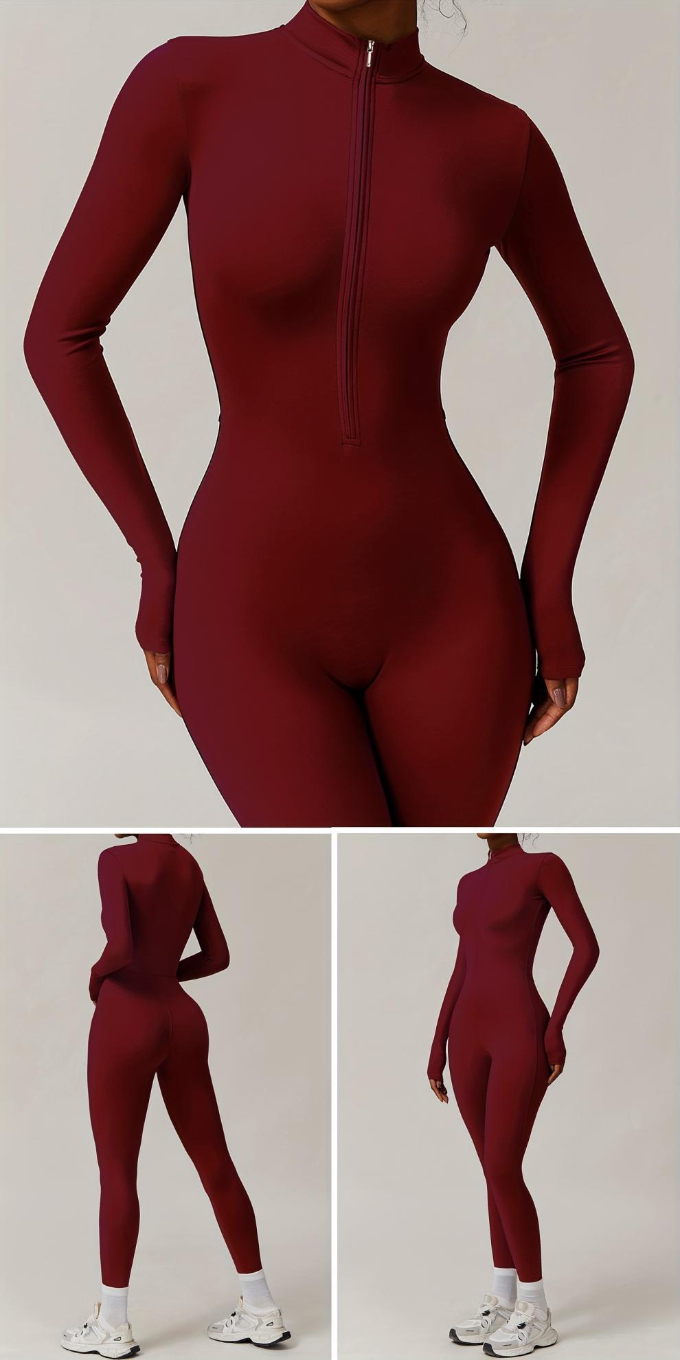 Winter Warm Fleece Bodysuit - Yoga Fitness Dance Cycling Jumpsuit - EaseMode Wellness