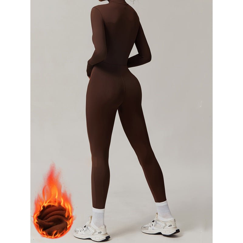 Winter Warm Fleece Bodysuit - Yoga Fitness Dance Cycling Jumpsuit - EaseMode Wellness