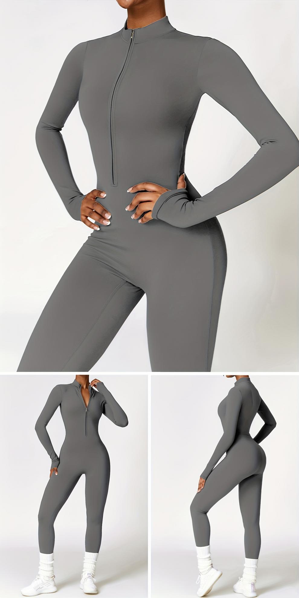 Winter Warm Fleece Bodysuit - Yoga Fitness Dance Cycling Jumpsuit - EaseMode Wellness