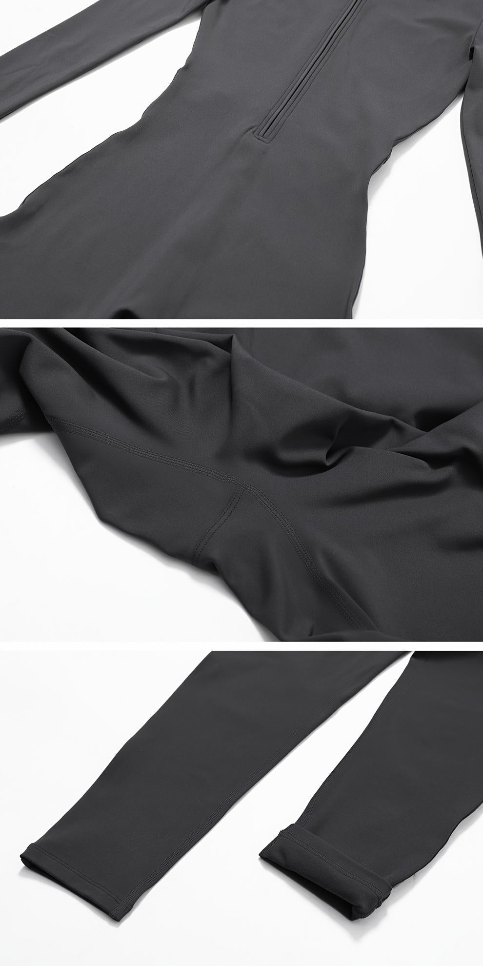 Winter Warm Fleece Bodysuit - Yoga Fitness Dance Cycling Jumpsuit - EaseMode Wellness