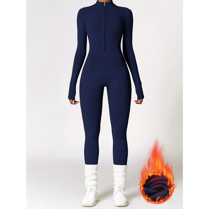 Winter Warm Fleece Bodysuit - Yoga Fitness Dance Cycling Jumpsuit - EaseMode Wellness