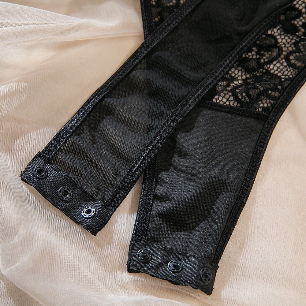 Women's Lace Splicing Jumpsuit with Body Shaping Features - EaseMode Wellness