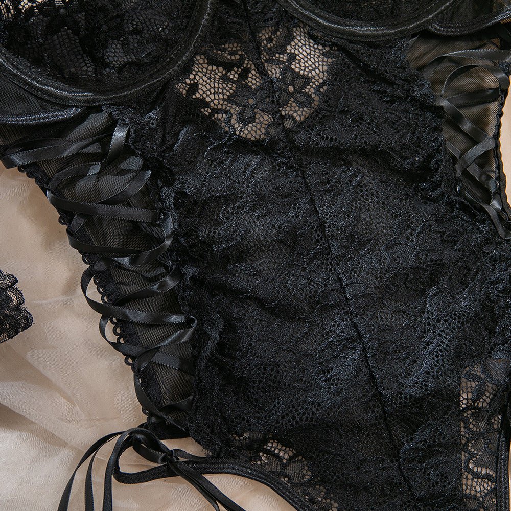 Women's Lace Splicing Jumpsuit with Body Shaping Features - EaseMode Wellness