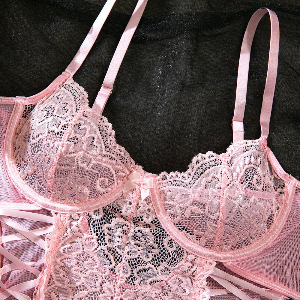 Women's Lace Splicing Jumpsuit with Body Shaping Features - EaseMode Wellness