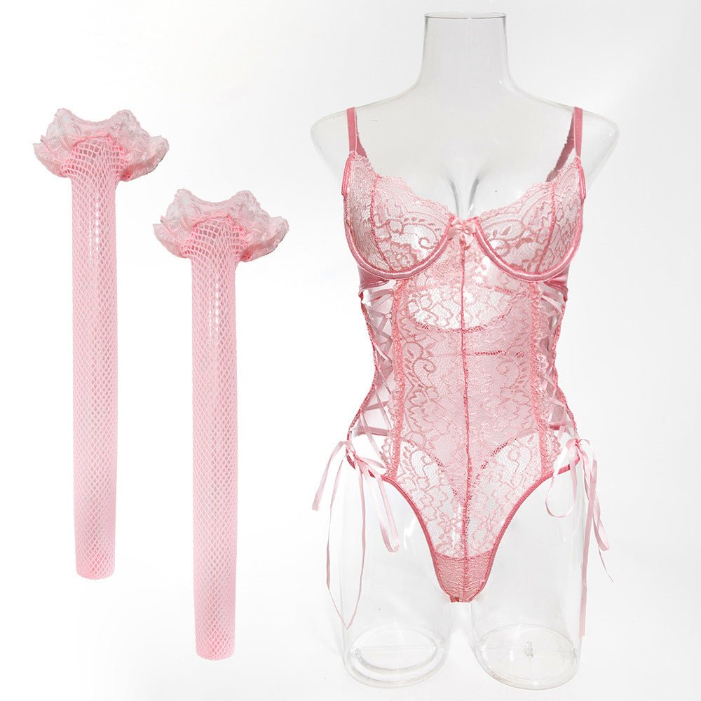 Women's Lace Splicing Jumpsuit with Body Shaping Features - EaseMode Wellness