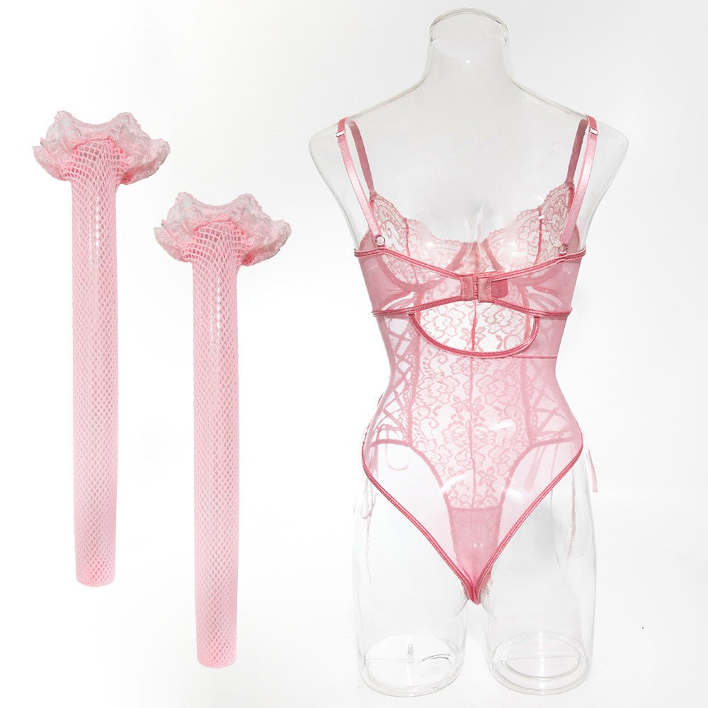 Women's Lace Splicing Jumpsuit with Body Shaping Features - EaseMode Wellness